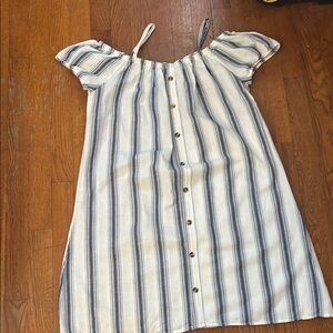 Speed Control Blue and White Striped Midi Dress